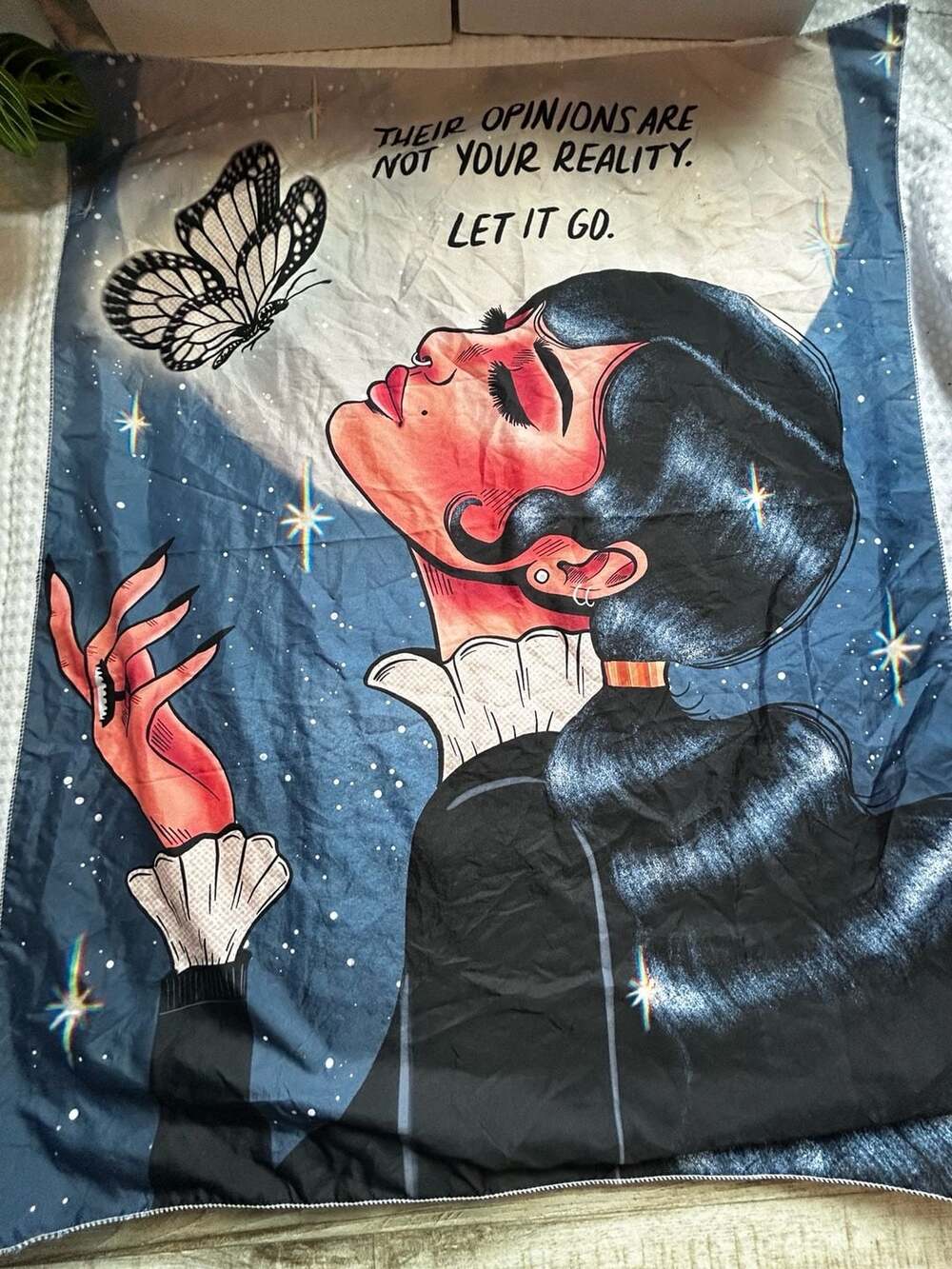 Their Opinions Are Not Your Reality Let It Go Butterfly Wall Tapestry